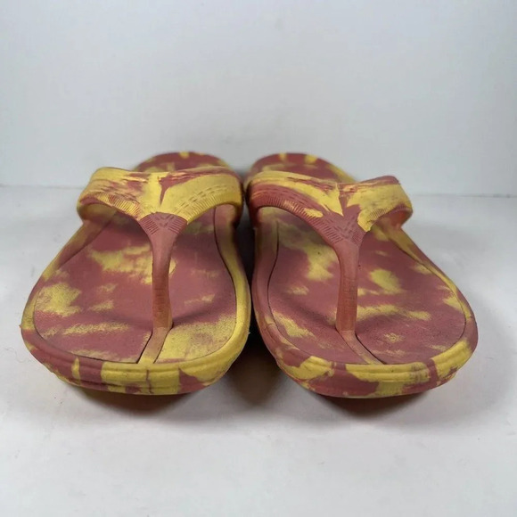 LL Bean Orange/Yellow Slip On Flip Flop Thong Sandals Women's Size 6 - Picture 2 of 8